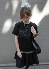 Bow sound Lace T-shirts (black)
