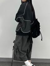 piping mesh blouson jacket