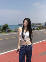 Lace Ribbon Cropped Sleeveless
