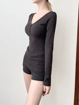 1401. Basic V neck long sleeve T (3color)