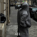 [HFORUS MADE]Layer Shoulder Hooded zip-up IN GREY