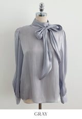 Neju Bling Satin Tie Blouse