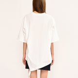 Asymmetric Belt T Shirt - White
