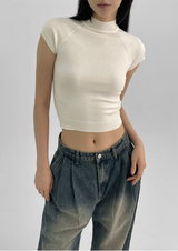 [MADE] Shopping Nagrang Half-neck Short-sleeved Knit