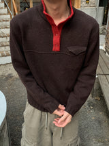 Chil Pocket Half-Neck Button Knit