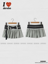 belt black frill mini skirt