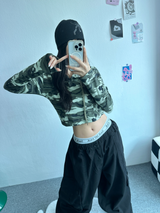 クロップミリタリーフーディ💚🖤