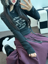ロビン🤍プリンティングレザータトゥーロングスリーブTシャツ🩶🖤🤍3カラー