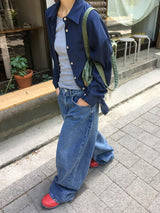 ハミールサイドボタンデニムワイドパンツ