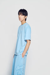24FW APPLIQUE LOGO PIGMENT SHORT PANTS LIGHT BLUE