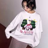 プリントレイヤードフリル長袖Tシャツ  [2 color]