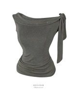 Leo Eyelet Off-Shoulder Top (2color)
