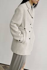 Fuzzy heavy wool coat, Light grey