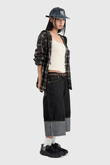 Patched Bermuda Roll-up Denim