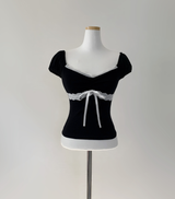 Hacken Ribbon Lace Top (black)