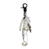 mushroom gemstone keyring (white)