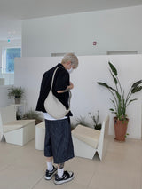 Curved Denim Half Pants
