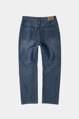 ルーズフィットテーパードデニムパンツ (Washed Blue)