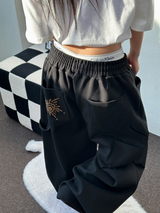 SUNNY SIDE UP☀CARPENTER TWO PINTUCK PARACHUTE BALLOON SWEAT PANTS 🖤🤍🩶3COLOR