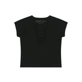 グランジクローレオパードアイレットTシャツ - ブラック