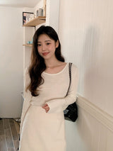 Basic U-neck Rib Puff Knit (5color)