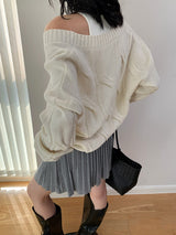 [High quality line] Twisted Deep V-neck Long Sleeve Knitwear