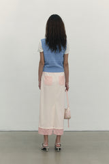 RIBBON CROCHET CROP KNIT VEST [SKY]