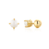 Natural Freshwater Pearl Barbell 925 Silver + 14k gold plating Piercing E054-02G