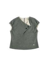 TULIP COLLAR PUFF BLOUSE (DOT KHAKI)