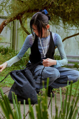 Recycle String Backpack (BLACK)