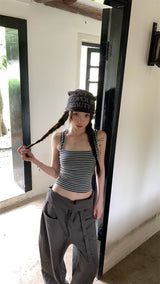 Bold Shoulder Stripe Sleeveless T-shirt