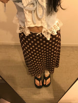 Cocoa Dot Vintage Midi Skirt