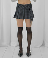 CHECK PLEATS WRAP SKIRT (CHARCOAL) F26QD159