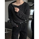 [S/S] ストライプスナップヘンリーネックスリーブ(2color)
