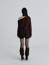 Muffler symbol knit set (Brown)