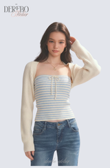 Vanilla Stripe Bolero Top Set