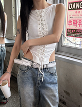 キッチュスリットワイドデニムパンツ