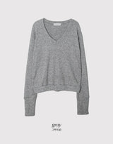 Cuff Button Deep V-neck Knit (2color)