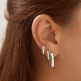 Silver Dome Oval 925 Silver Ring Earring E061-11H