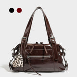 Leopard Print Studded Biker Tote Bag