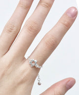 silver flower chain ring