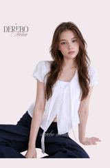 Pure strap short-sleeved blouse