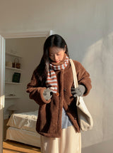 25FW★ [BAONHAUS] Temdi Stripe Pom-Pom Muffler