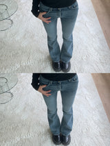 Serin Back Pocket Brush Slim Fit Low Bootcut Long Pants (2 colors)
