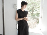 [DOJINOI] LINEN V-NECK VEST BLACK