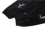 color painting side tuck sweat pants (black)