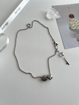 yio Gray gemstone heart Rondell star Surgical two way y Beads Bold Choker Short Layered Necklace