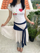 UnsocialNight チェリープリントレイヤード風Tシャツ