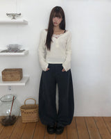 Piin Studded Fleece Vintage Wide Pants