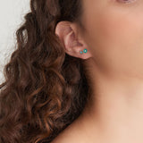 Tear Green Enamel Disc 925 Silver Stud Earring E028-02H-T